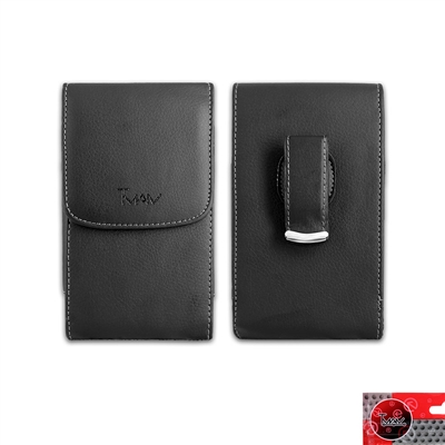 Vertical PU Leather Swivel Clip Pouch Black VP02 S5 L