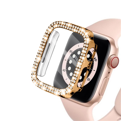 42MM IWATCH DIAMOND CASE WITH SCREEN PROTECTOR GOLD