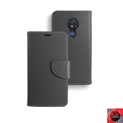 Motorola Moto G7 Power/ Moto G7 Supra /XT1955 Leather Folio Wallet Case WC01 Black