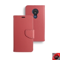 Motorola Moto G7 Power/ Moto G7 Supra /XT1955 Leather Folio Wallet Case WC01 Red