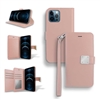 iPhone 14 Pro (6.1") Double Folio Flip Leather Wallet Case with Extra Card Slots WC05 Pink Glod