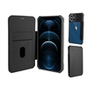 iPhone 12/ iPhone 12 Pro (6.1") Clear Back Folio Flip Leather Wallet Case With Card Slots And Camera Cover WC07 Black