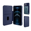 iPhone 12 Pro Max (6.7") Clear Back Folio Flip Leather Wallet Case With Card Slots And Camera Cover WC07 Dark Blue