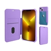 iPhone 13 (6.1") Clear Back Folio Flip Leather Wallet Case With Card Slots And Camera Cover WC07 Purple