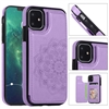 iPhone 14 PLUS (6.7") EMBOSSED CARD HOLDER WALLET CASE WITH MAGNETIC BUTTONS WC08 Purple