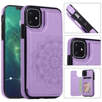 iPhone 14 Pro Max (6.7") EMBOSSED CARD HOLDER WALLET CASE WITH MAGNETIC BUTTONS WC08 Purple