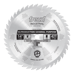Freud LU71M014 14" Diameter X 42T ATB Production General Purpose Carbide-Tipped Saw Blade With 1" Ar