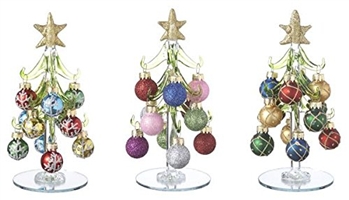 Glass Christmas Tree with Ornaments