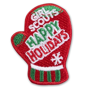 Happy Holidays Red Mitten Iron-On Fun Patch