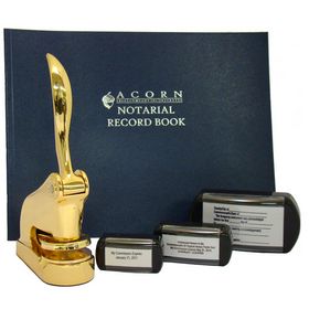 Gold Executive Deluxe Notary Package with Slim Stamps