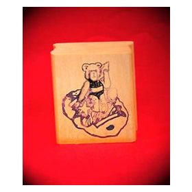 Bear on Blanket Art Rubber Stamp