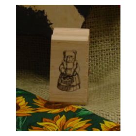 Country Bear with Basket Art Rubber Stamp