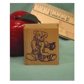 Bear with Lunch Box Art Rubber Stamp