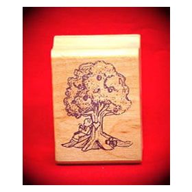 Bear under Tree Art Rubber Stamp