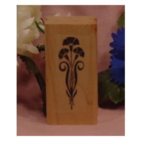 Trio of Flowers Art Rubber Stamp