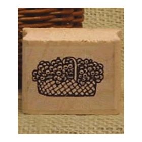 Large Basket of Flowers Art Rubber Stamp