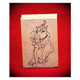 Singing Blues Cow Art Rubber Stamp