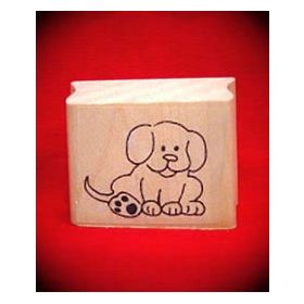 Sitting Puppy Art Rubber Stamp