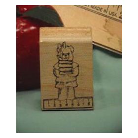 Bear with Ruler Art Rubber Stamp