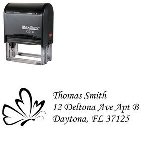 Self Inking Butterfly Monotype Corsiva Personal Address Stamp