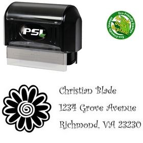 Pre-Inked Flower Curlz Personal Address Stamper