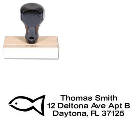 Fish Crossdraft Creative Address Rubber Stamp