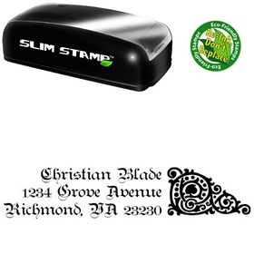 Slim Pre-Inked Teutonic Initial Address Rubber Stamp