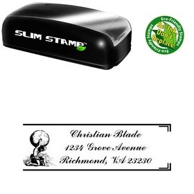 Slimline Man World Commercial Script Monogrammed Address Rubber Stamp