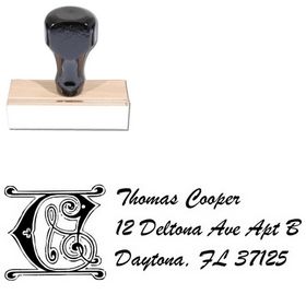 Initial Brush Script Personalized Address Stamper