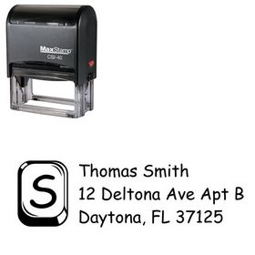 Self-Inking Glass Square Comic Sans Address Ink Stamp