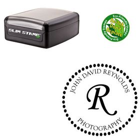 Slim Pre-Inked Monotype Corsiva Personalized Monogrammed Rubber Stamp