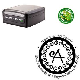 Compact Curly Q Personal Address Monogram Stamp