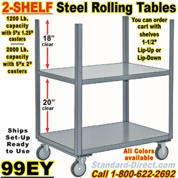 2 SHELF ROLLING STEEL TABLES 99EY