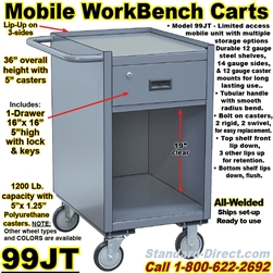 NARROW MOBILE WORKBENCH CARTS 99JT