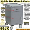 NARROW MOBILE WORKBENCH DRAWER CART 99JX