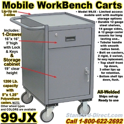 NARROW MOBILE WORKBENCH DRAWER CART 99JX