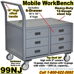 6 DRAWER MOBILE WORKBENCH CARTS 99NJ