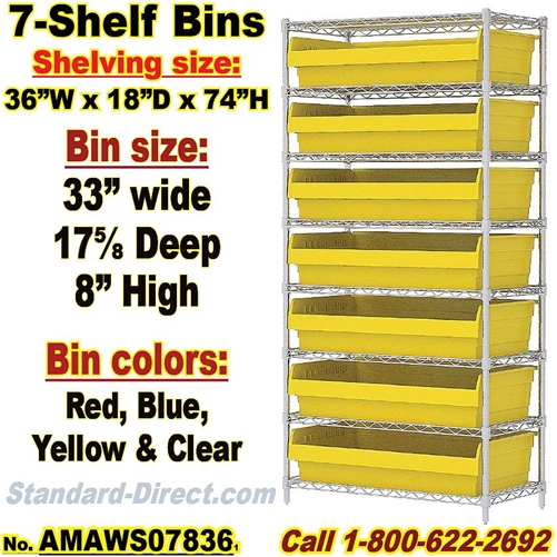 7-Shelf Bin Unit Wire-Shelf / AMAWS07836