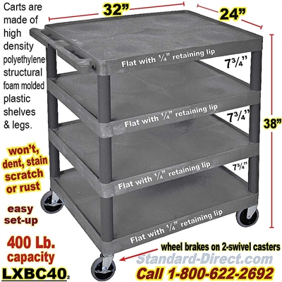 4-Shelf Plastic Cart / LXBC40