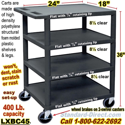 4-Shelf Plastic Cart / LXBC45