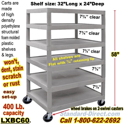 6-Shelf Plastic Cart / LXBC60