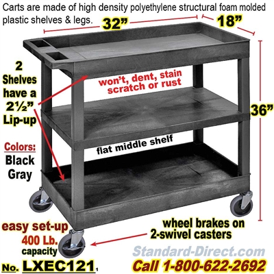 3-Shelf Plastic Cart / LXEC121