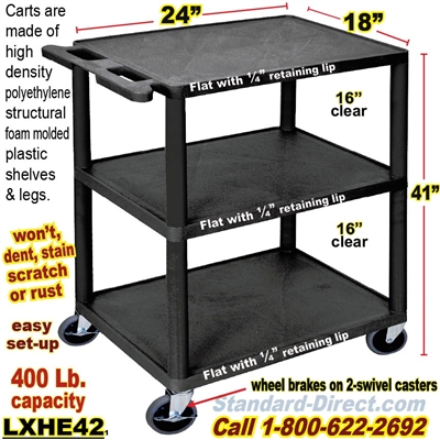 3-Shelf Plastic Cart / LXHE42