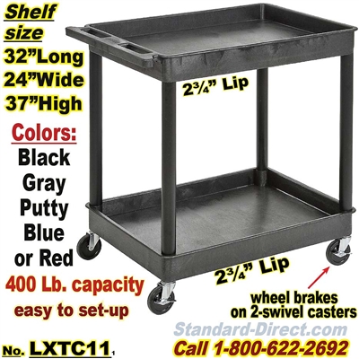 2-Shelf Plastic Cart / LXTC11