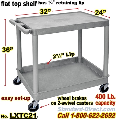 2-Shelf Plastic Cart / LXTC21