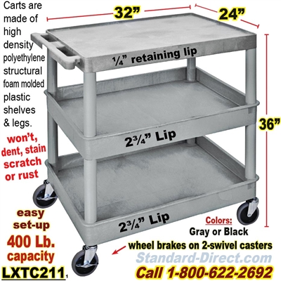 3-Shelf Plastic Cart / LXTC211