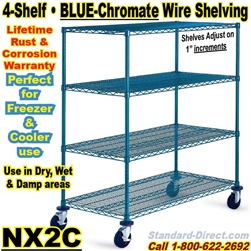 Blue Chromate Wire 4-Shelf Trucks / NX2C