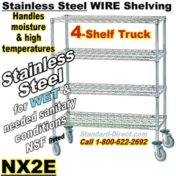 Stainless Steel Wire Shelving 4-Shelf Truck / NX2E