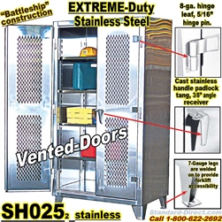 Extreme Duty Stainless Steel Vented doors Storage Cabinets / SH025