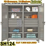 Extreme Duty 10-Drawer Double shift Steel Storage Cabinets / SH124